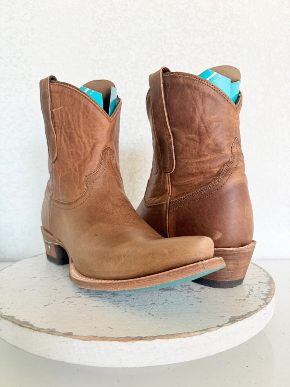 Lane Boots EMMA JANE Brown Cowboy Bootie Womens 8.5 Western Short Ankle Leather